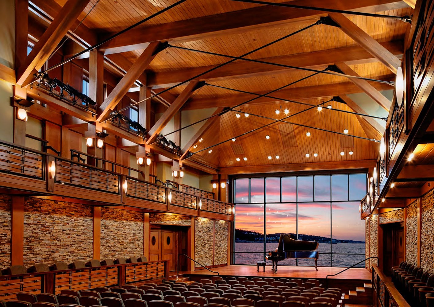 Norstone Architectural Grade Ochre Blend Standard Series Rock Panels at Rockport Concert Hall in Rockport, MA
